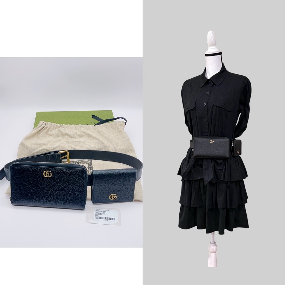 NWT Authentic Gucci Marmont Unisex 3-way Belt Bag in Black Size 90/36